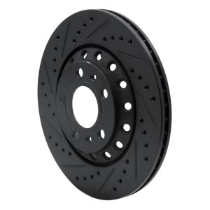 Audi A8 Brake Rotor (1) - Rear Left - R1 Concepts - Drilled & Slotted - Black - `04-`10